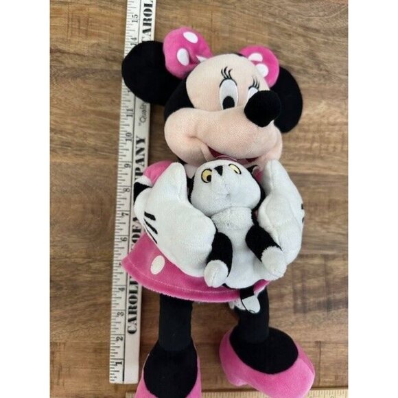 Disney Minnie Mouse Holding Figaro Plush Pinocchio Cat Stuffed Toy Just Play 14" - Picture 7 of 8